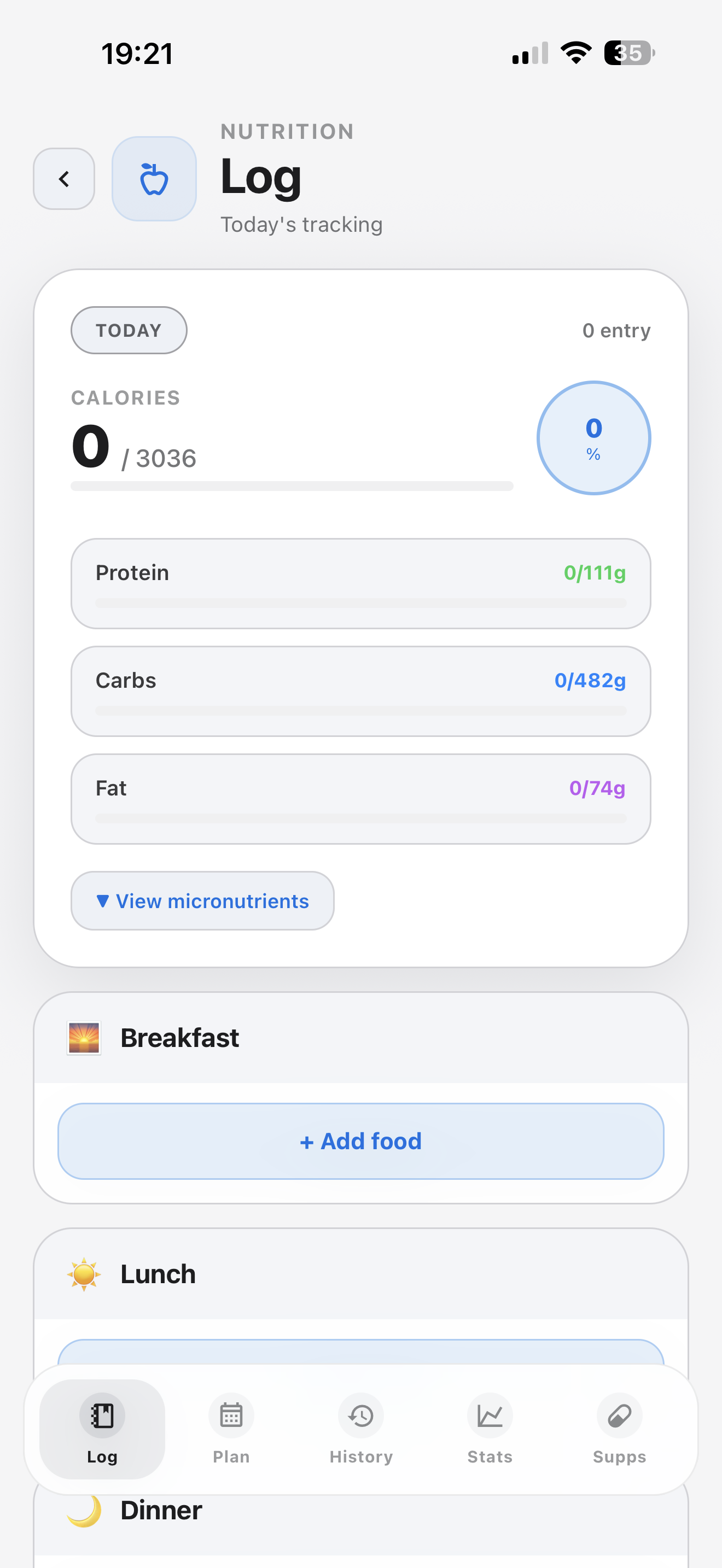 Preview of Elyra nutrition tracking.