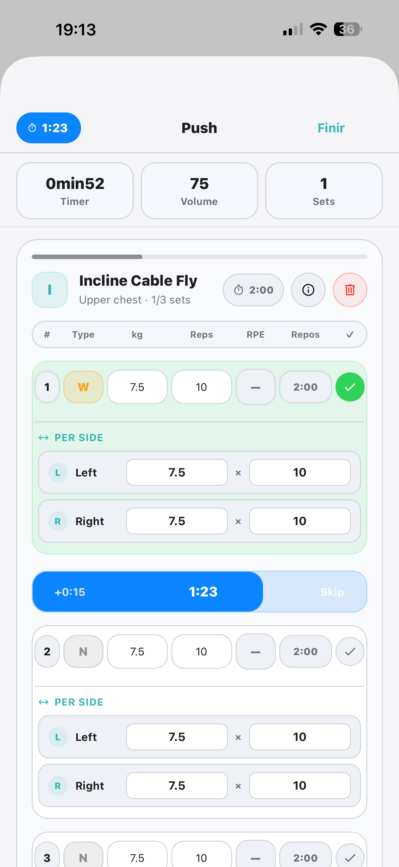 Preview of per-side exercise tracking in Elyra.