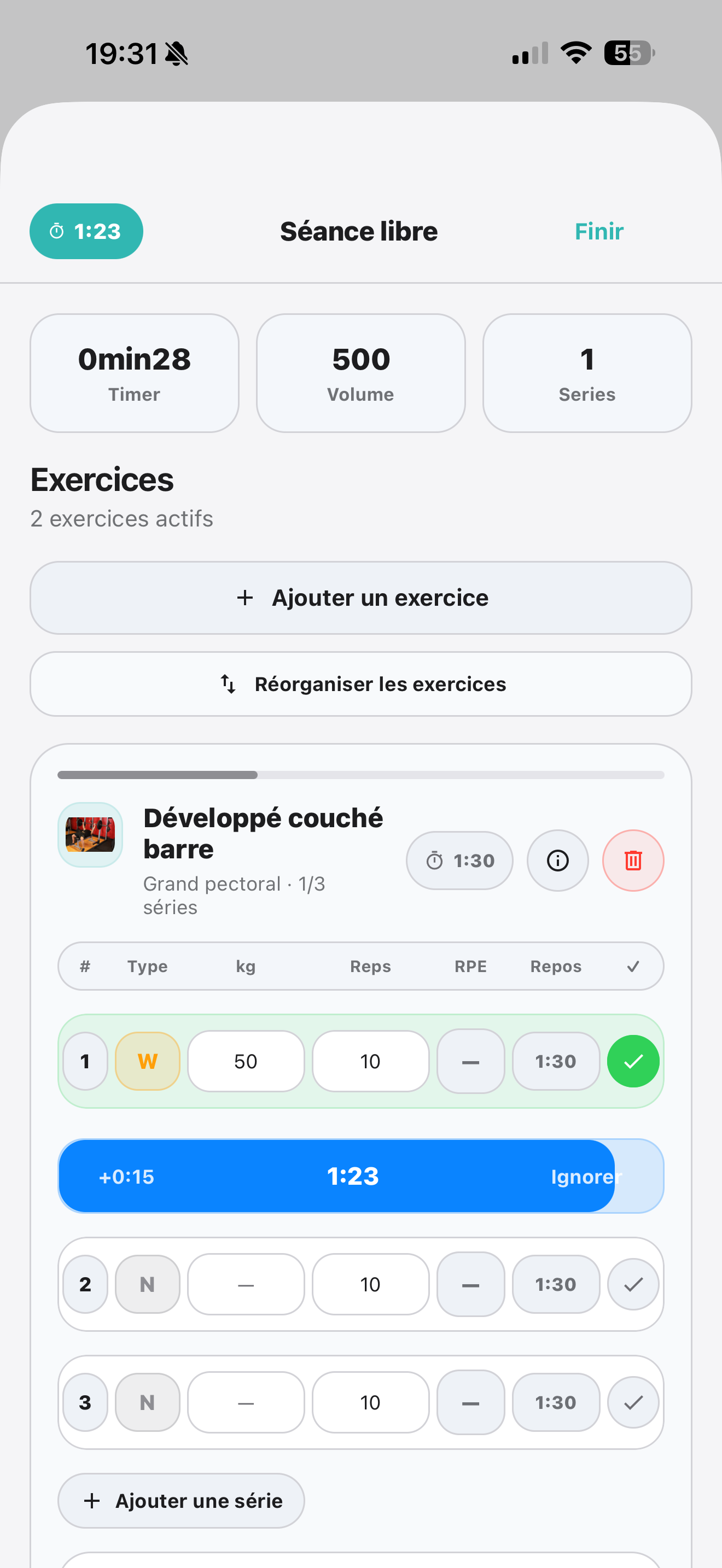 Aperçu d'une séance active dans Elyra.