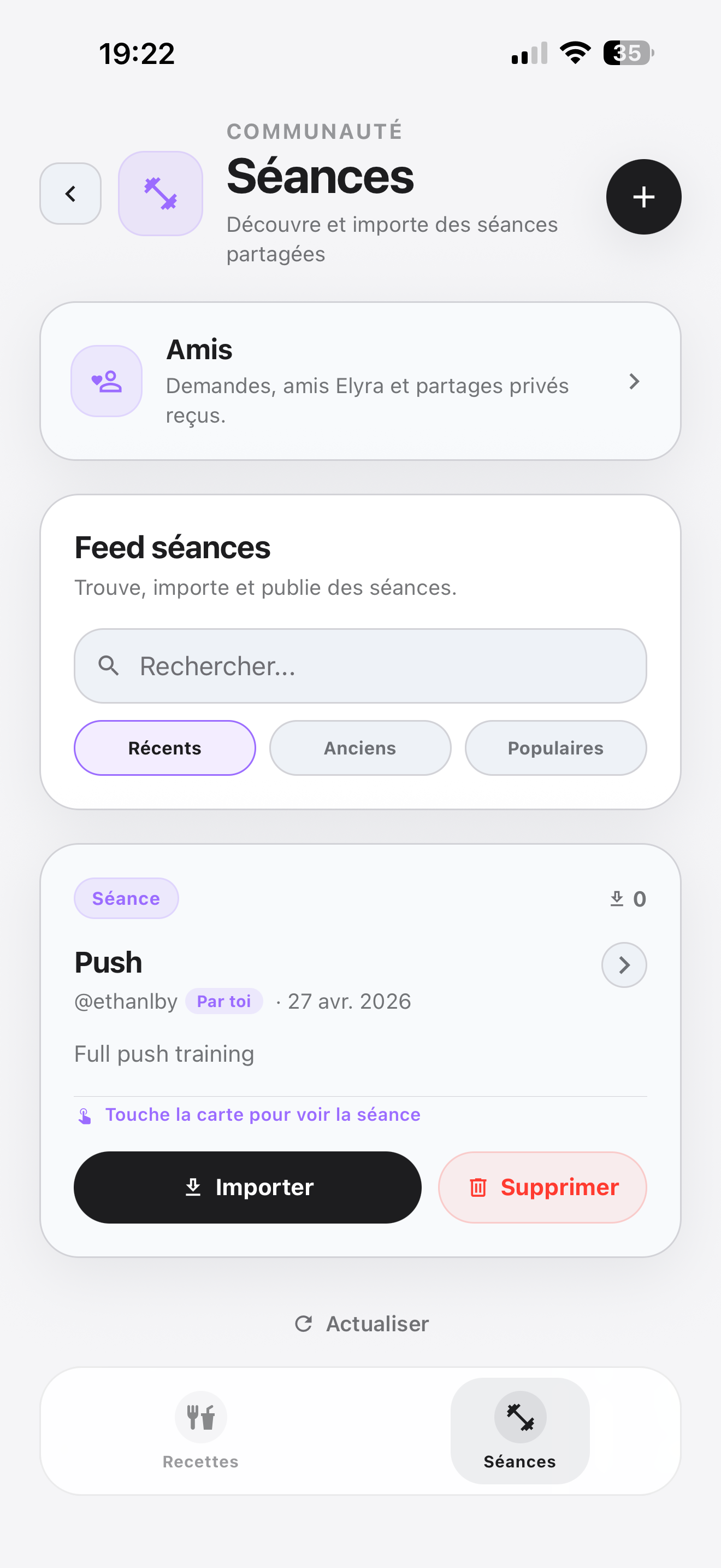 Aperçu de la communauté Elyra avec des séances partagées.
